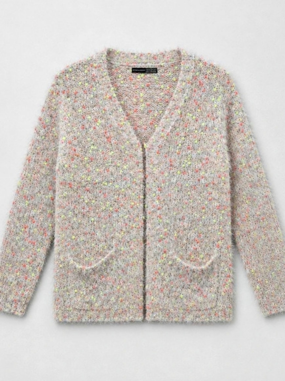 Atmosphere Y2K Neon Speckled Fuzzy Eyelash Knit Cardigan S